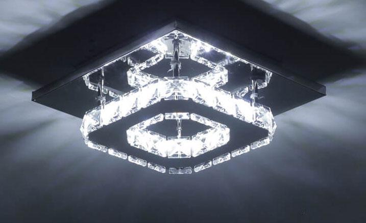 Minimalist Crystal Square LED Flush Mount Ceiling Light