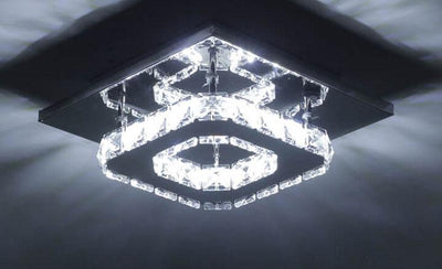 Minimalist Crystal Square LED Flush Mount Ceiling Light