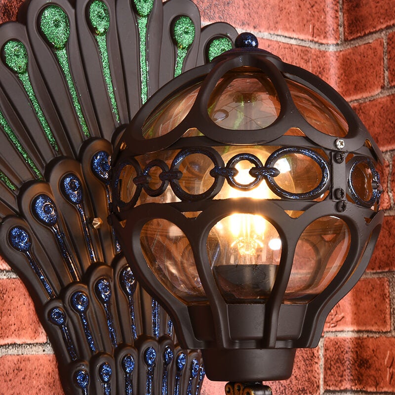 European Vintage Peacock 1-Light Outdoor Waterproof Wall Light