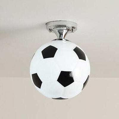 Creative Basketball Soccer Glass 1-Light Semi-Flush Mount Ceiling Light