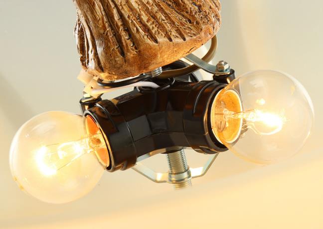 Lámpara de araña de 3 luces con cuenco de vidrio de resina vintage con astas 