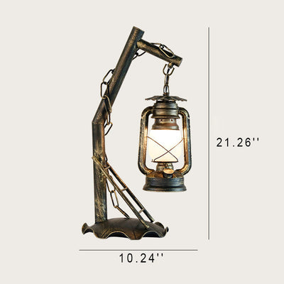 Retro Petroleumlampe Eisenbronze 1-flammige Tischlampe 