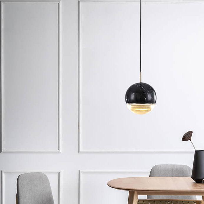Suspension LED 1 Lumière en Marbre Sphérique Moderne 