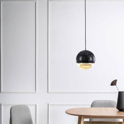 Modern Spherical Marble 1-Light LED Pendant Light