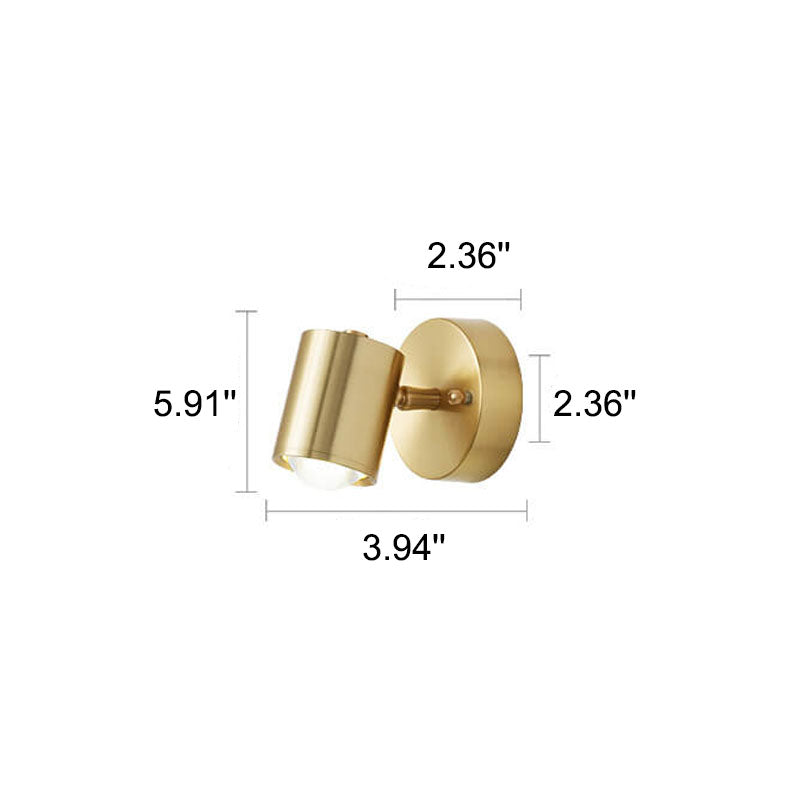 Modern Luxury Copper Cylindrical Mini LED Wall Sconce Lamp