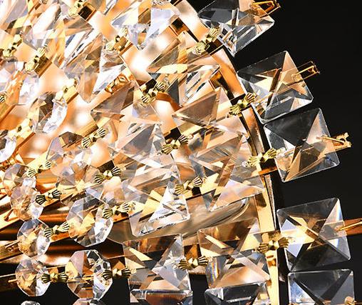 Moderna Lámpara Aplique de Pared de Lujo con Forma de Ventilador de Cristal de 3 Luces 