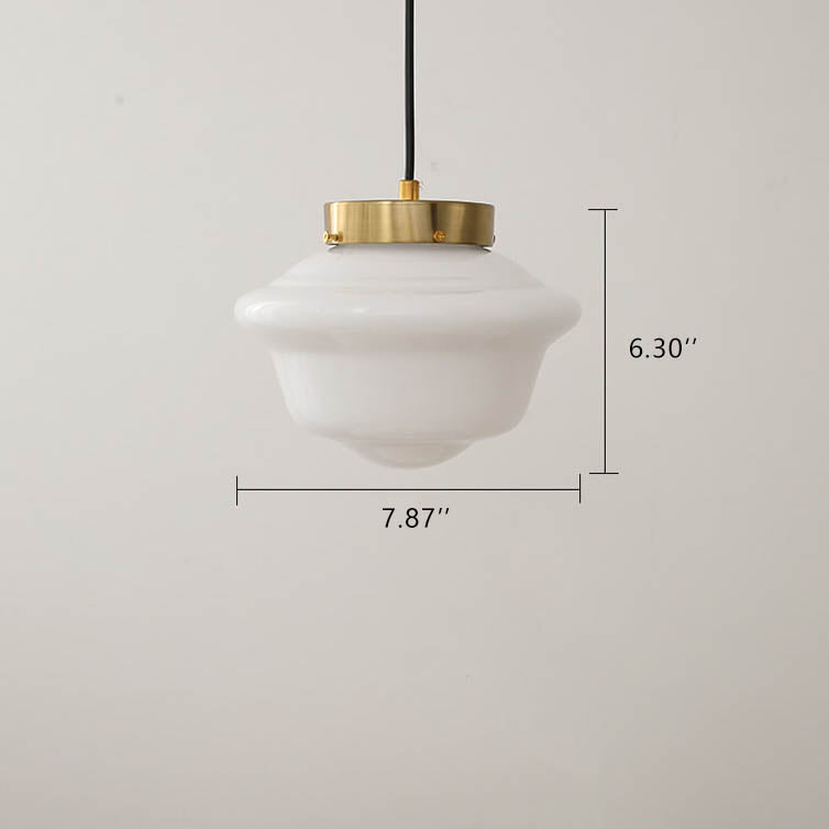 Suspension Luminaire Vintage en Verre Blanc Lait 1-Lumière 
