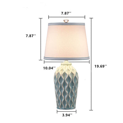 Modern Simple Fabric Ice Cracked Ceramics 1-Light Table Lamp