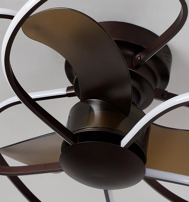 Moderner kreativer Käfig LED-Deckenventilator mit halb bündiger Montage 
