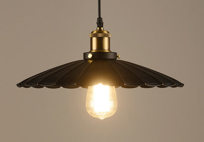 Vintage Industrial Iron Scalloped Shade 1-Light Pendant Light