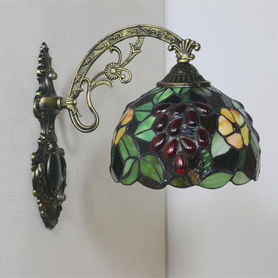Tiffany Stained Glass Grape 1-Light Wall Sconce Lamp