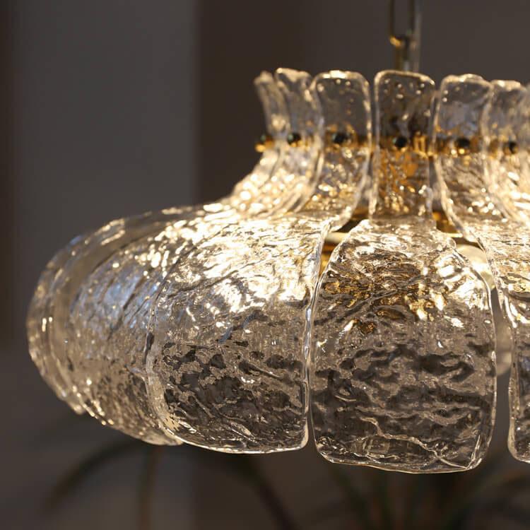 Vintage Ice Melting Glass Pear Shaped 4-Light Chandelier