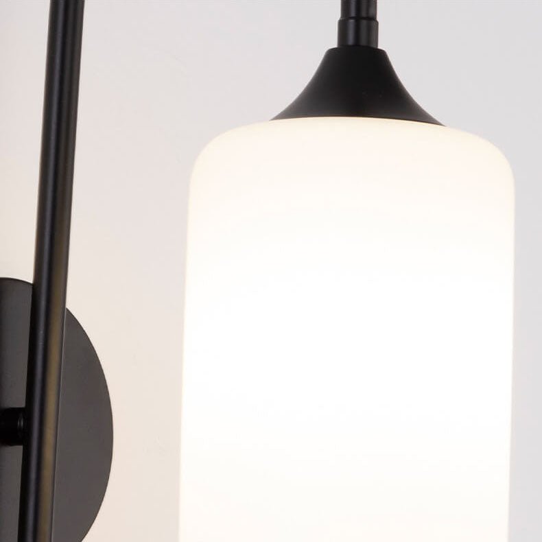 Modern Minimalist Glass Cylindrical Shade Bending Arm 1-Light Wall Sconce Lamp