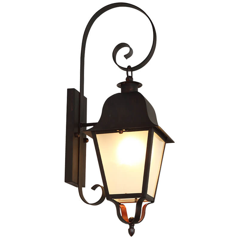 Retro European Square Arc Arm Outdoor Waterproof 1-Light Wall Sconce Lamp