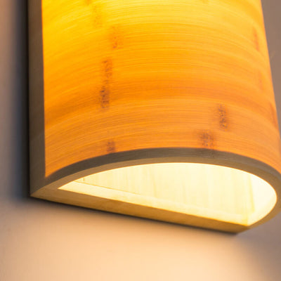 Modern Bamboo Half-Cylinder 2-Light Wall Sconce Lamp