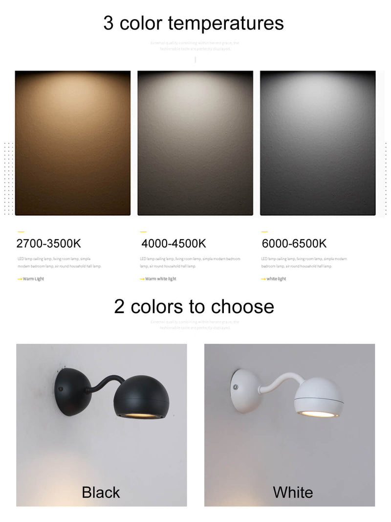 Minimalist Iron Dome Shade Mini Rotatable LED Wall Sconce Lamp