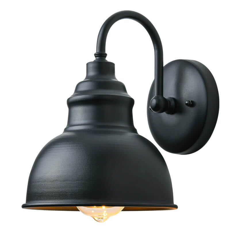 Retro Dome Iron Outdoor Waterproof 1-Light Wall Sconce Lamp