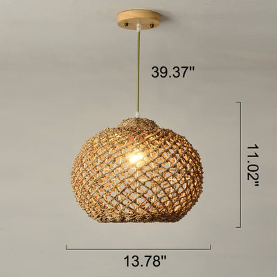 Vintage Straw Weaving Column 1-Light Pendant Light