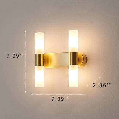 مصباح حائط LED عصري فاخر بعمود أكريليك ونحاس 1/2/4 ضوء 