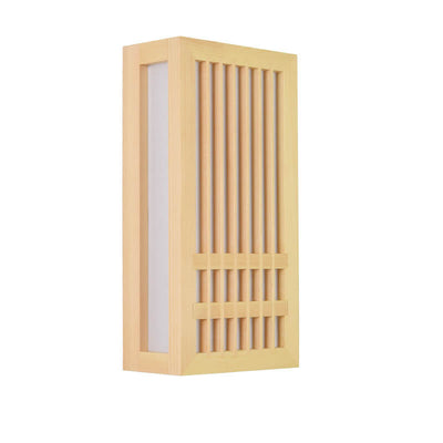 Simple Solid Wood Rectangular Dimmable 1-Light Japanese Wall Sconce Lamp