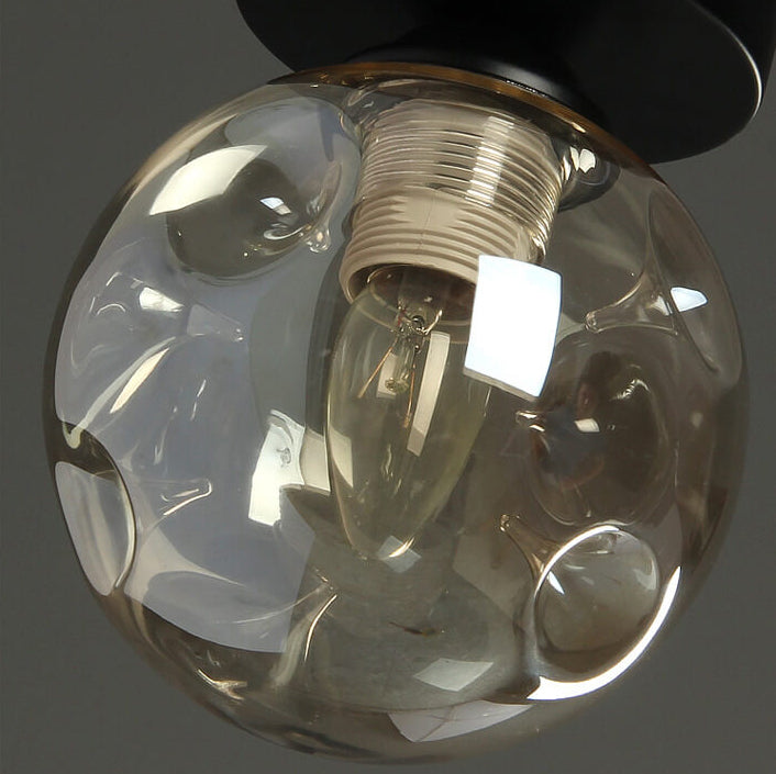 Nordic Glass Orb 1-Light LED Semi-Flush Mount Ceiling Light