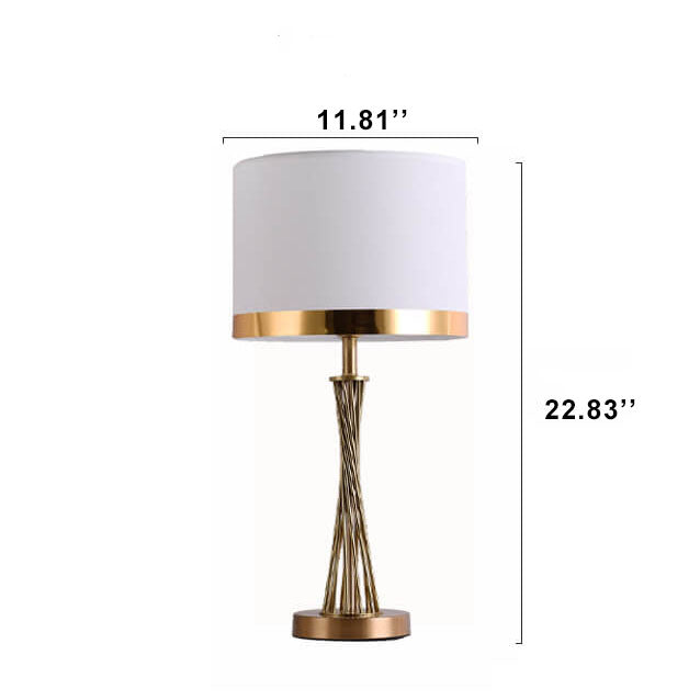 Nordic Fabric Gold Linear Base 1-Light  Table Lamp