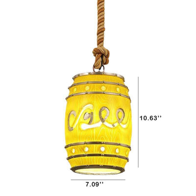 Vintage Wine Barrel Resin 1-Light Pendant Light
