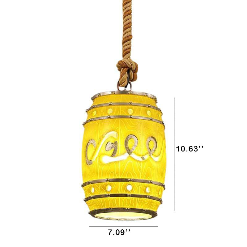 Vintage Wine Barrel Resin 1-Light Pendant Light