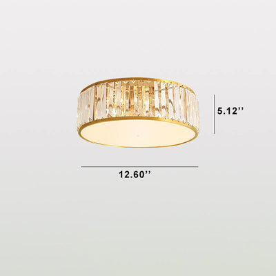 Modern Brass Crystal Round 3/4 Light Flush Mount Ceiling Light