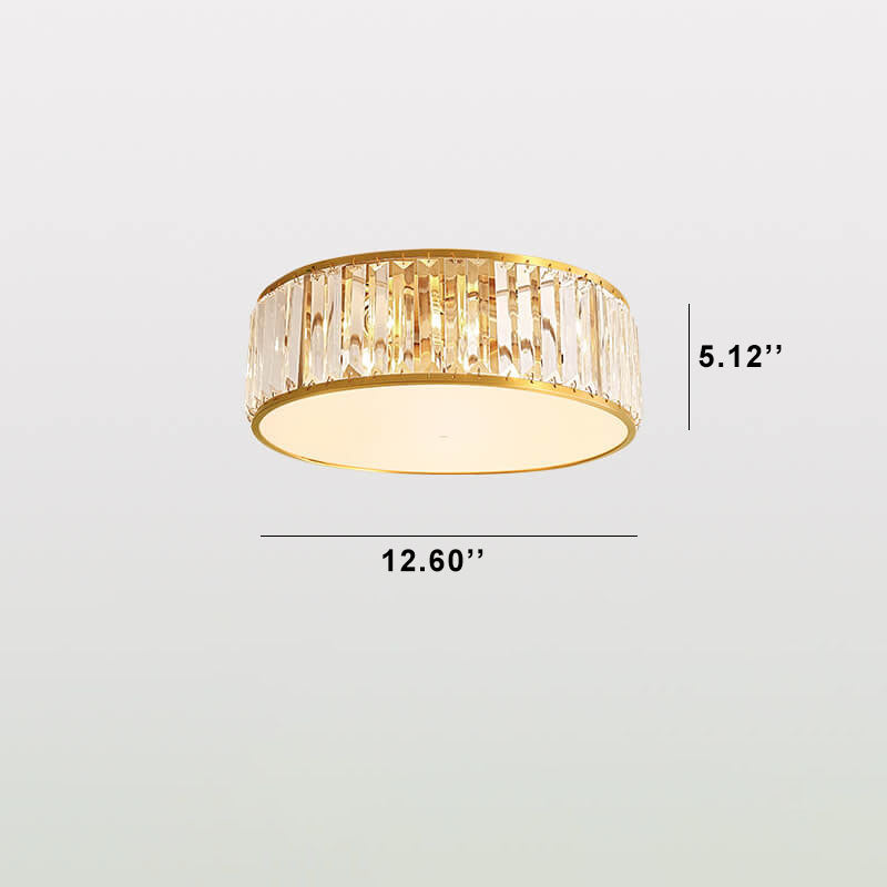 Modern Brass Crystal Round 3/4 Light Flush Mount Ceiling Light