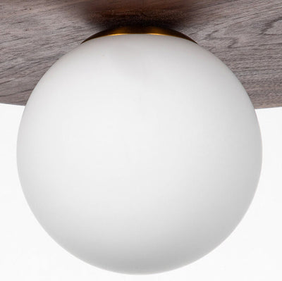 Vintage Walnut Solid Wood Glass Ball 1-Light LED Pendant Light
