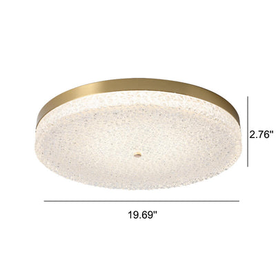 Modern Glass Brass Round LED Flush Mount Ceiling Light