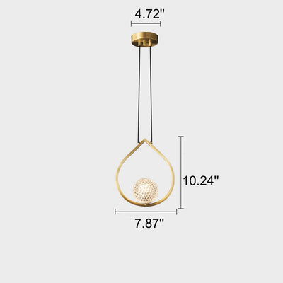 Moderne kreative Wassertropfen-Kristallmessing-1-Licht-Pendelleuchte 