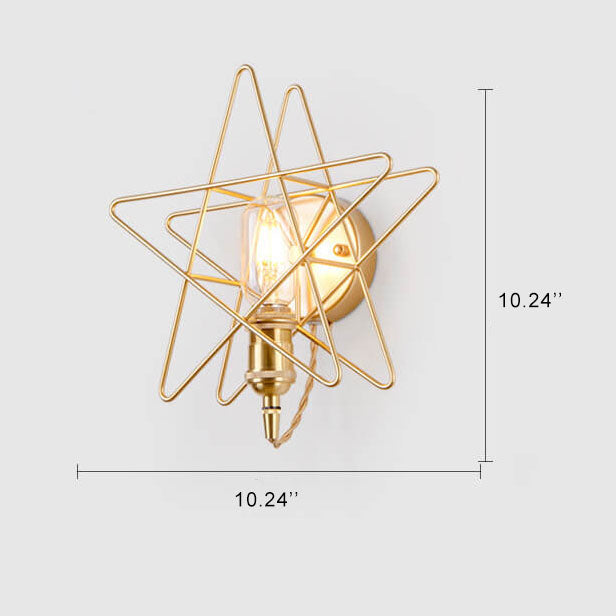 Einfache goldene Pentagramm-Eisen-Wandleuchte mit 1 Licht 