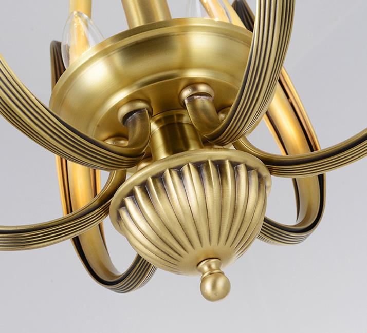 Modern Luxury Brass Oval Lantern  3-Light Chandelier