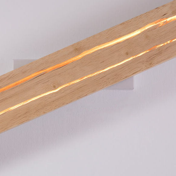Lámpara Aplique de Pared LED Rectangular de Madera Craquelada Creativa Moderna 