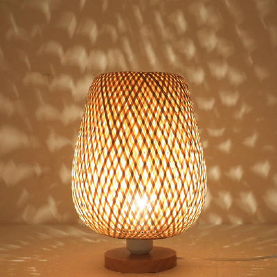 Modern Bamboo Weaving Oval 1-Light Table Lamp