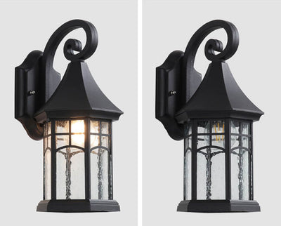 Vintage Lantern Glass Outdoor Waterproof Wall Sconce Lamp