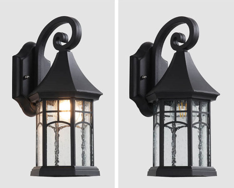 Vintage Lantern Glass Outdoor Waterproof Wall Sconce Lamp