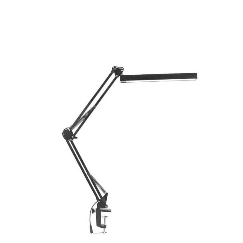 Lampe de bureau de lecture USB à pince à bras long pliable à LED pour protection des yeux