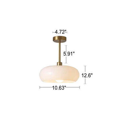 Modern Retro Round Solid Color Glass Electroplated Copper  1-Light Pendant Light Flush Mount Light