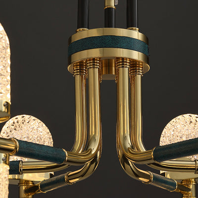 Modern Light Luxury Round Shell Full Copper LED Chandelier