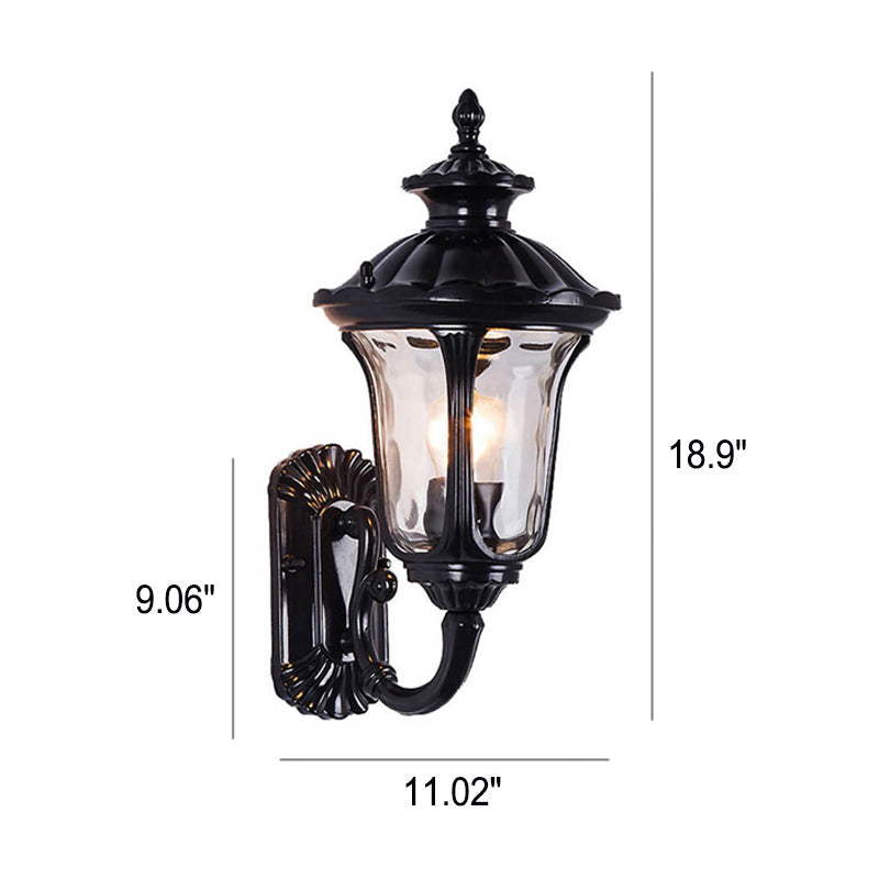 European Retro Waterproof Stone Pattern Glass Lampshade 1-Light Outdoor Wall Sconce Lamp