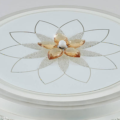 European Crystal Round Flower Design LED Flush Mount Ceiling Light