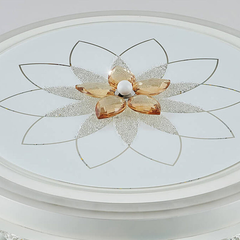 European Crystal Round Flower Design LED Flush Mount Ceiling Light