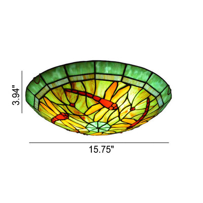 Tiffany-Libellen-Buntglas-LED-Unterputzbeleuchtung im europäischen Stil 