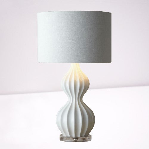 Creative Decorative White Ceramic Gourd 1-Light Table Lamp