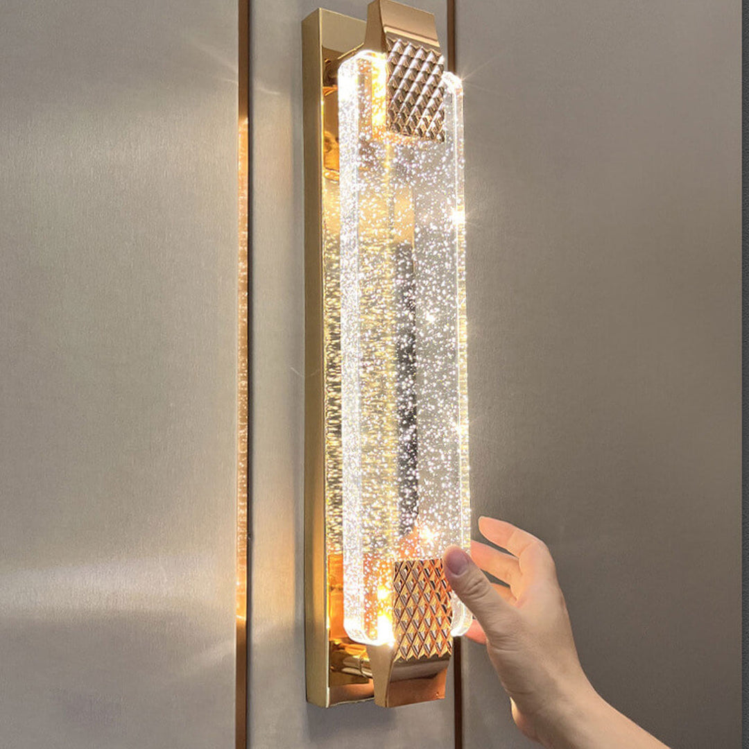 Applique murale LED en cristal à bulles rectangulaire de luxe léger européen 