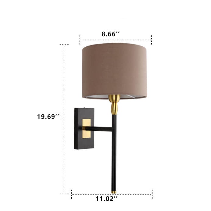 Modern Minimalist Coffee Fabric Cylinder Shade 1-Light Wall Sconce Lamp