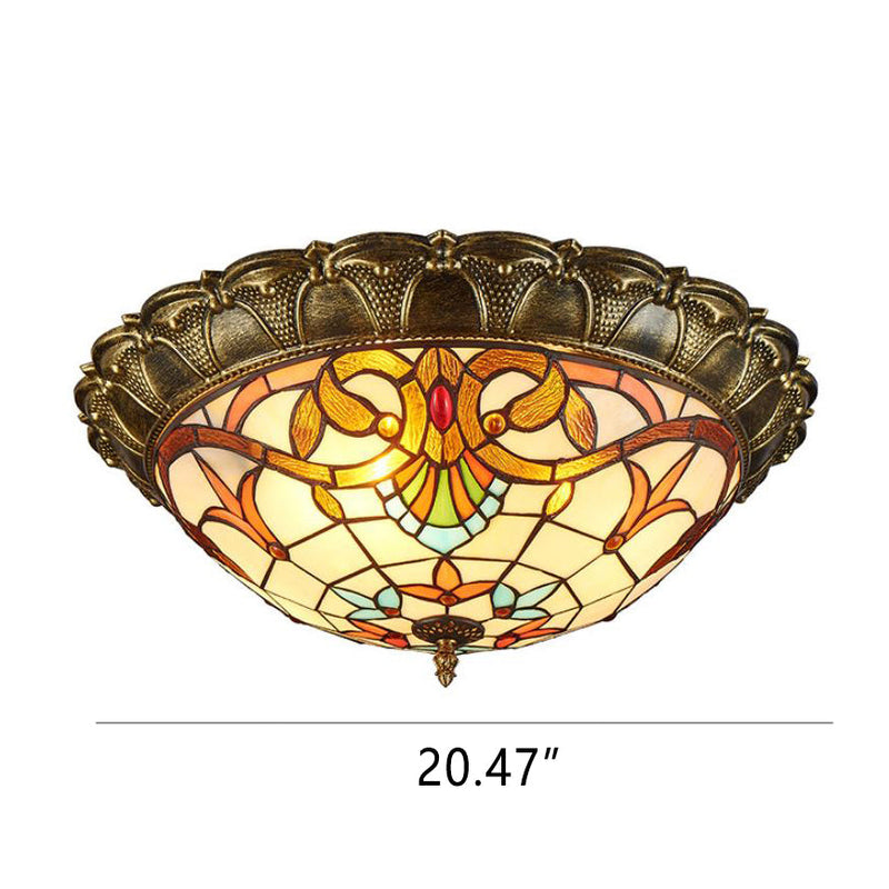 Vintage Glasmalerei Tiffany Runde LED-Einbauleuchte 